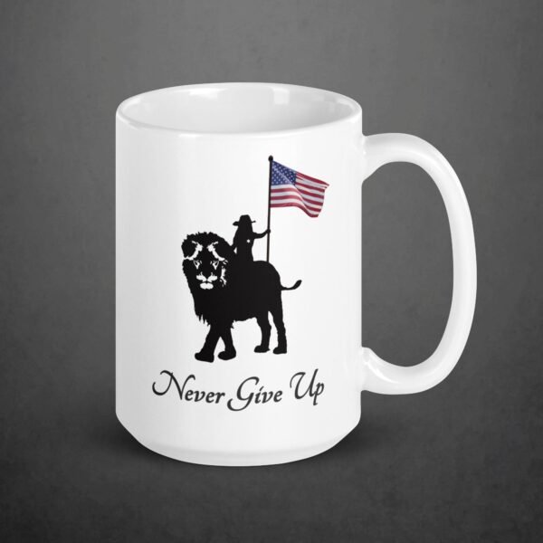 Never Give Up - White glossy mug